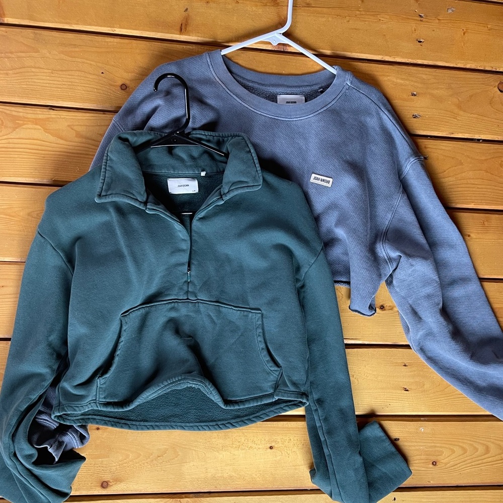 One Joah brown aspen half zip jade pullover sweater s/m